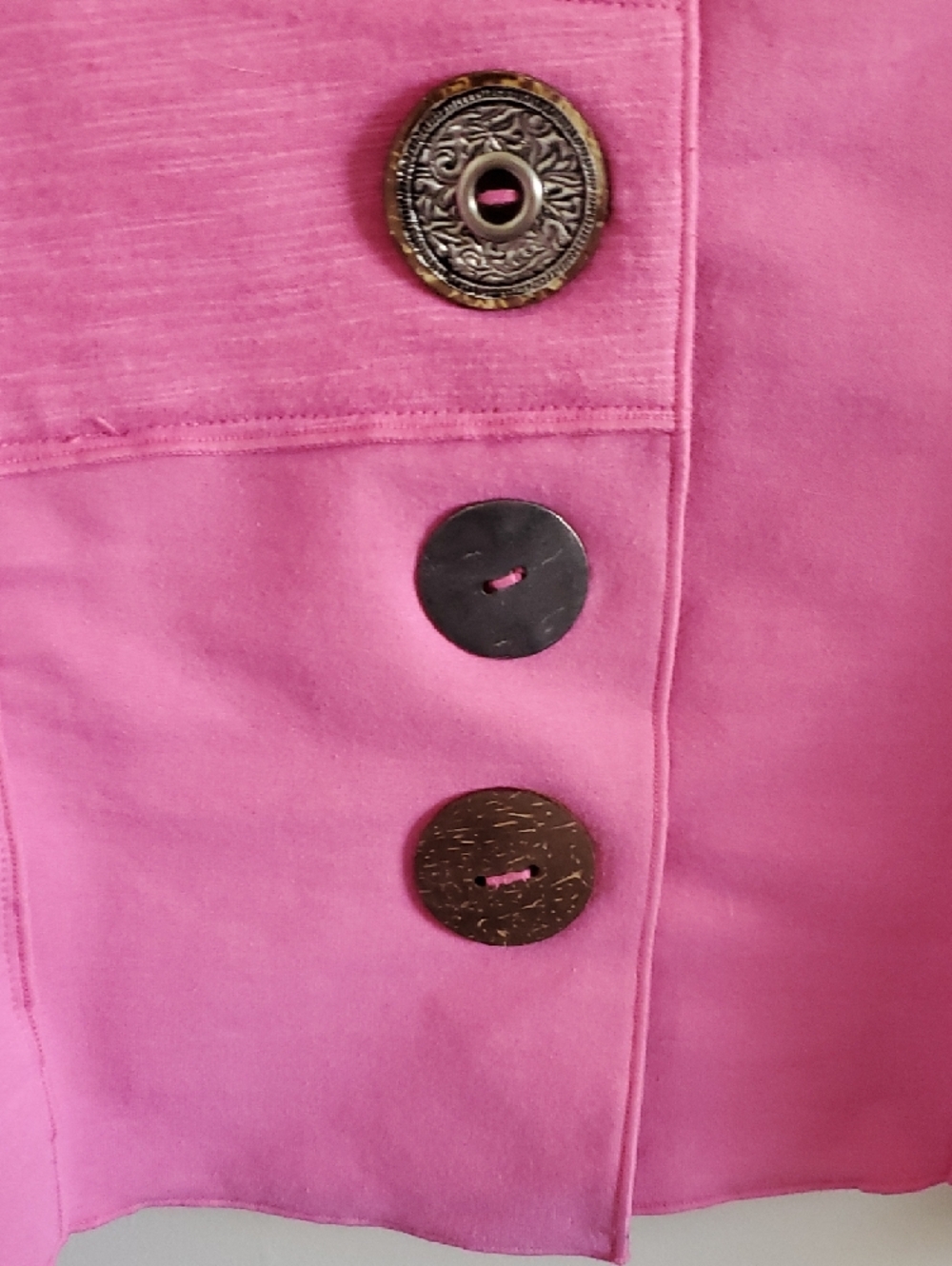 Neon Budha Pink Patched Large Button-Front Cotton Blazer Sz S Quirky Boho Artsy - Picture 5 of 14
